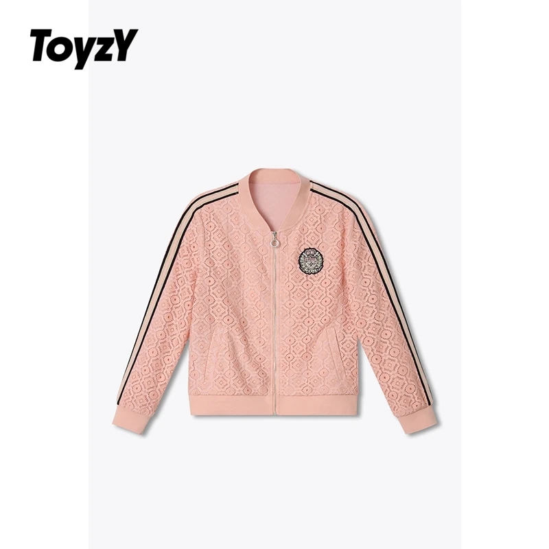 ToyzY春季新款精致蕾丝提花粉色棒球服外套ZC64360020
