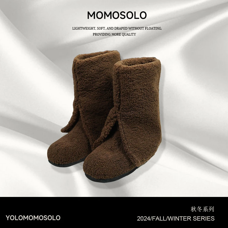MOMOSOLOYOLO清仓专属YM292•丹麦的冬天•圆头平底厚底保暖裤管靴
