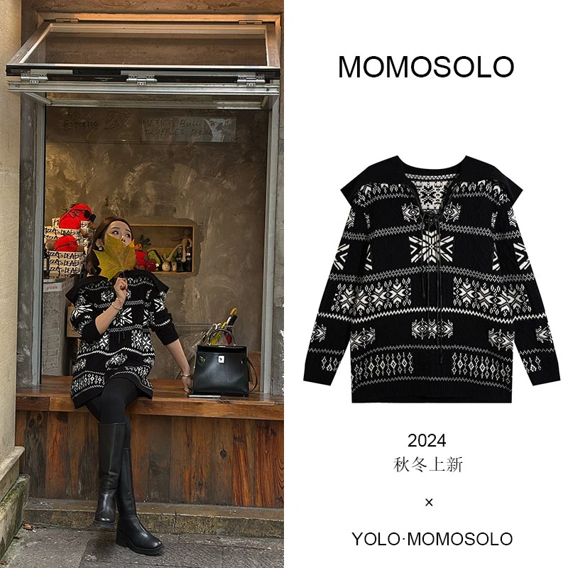 MOMOSOLOYOLO清仓专属•象牙塔•复古费尔岛撞色女毛衣秋冬YM286