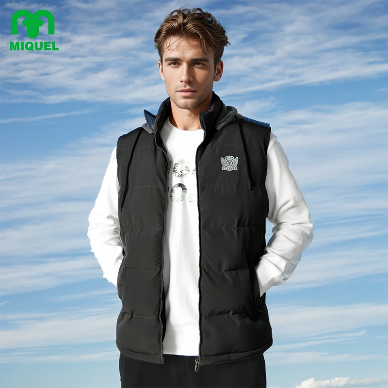 米盖尔运动连帽棉马甲 厚款保暖户外秋冬季训练健身跑步舒适御寒