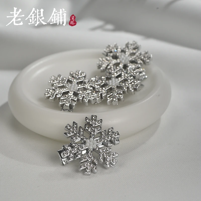 吴越老银铺雪花发夹简约清新精致冬季饰品