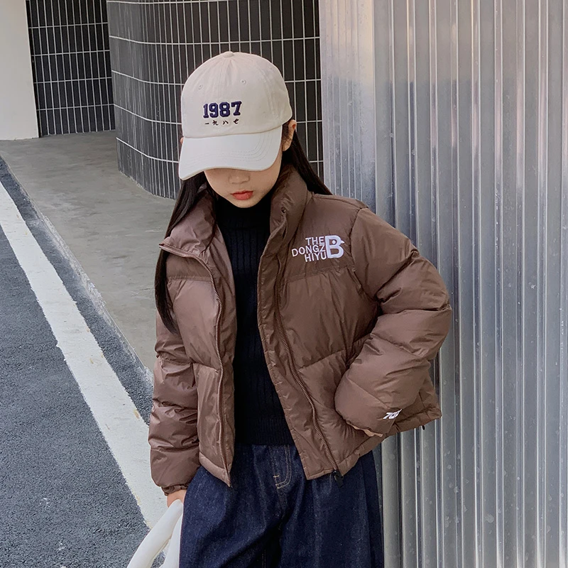 女童冬季羽绒服外套2023新款儿童短款白鸭绒中大童洋气上衣女孩潮