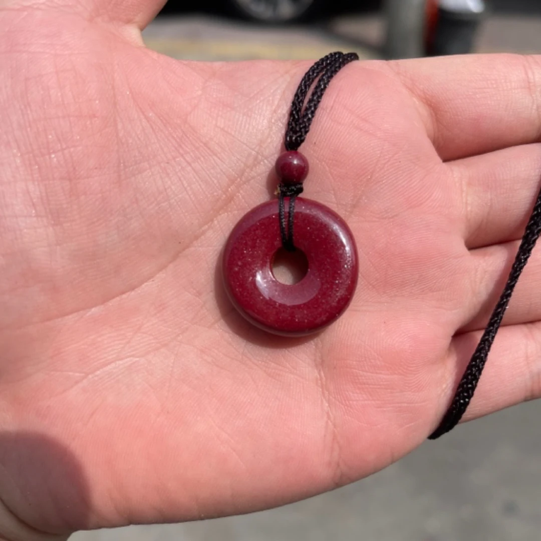 含辰砂工艺品【朱砂平安扣吊坠】高含量含砂量90%以上 拍一发一