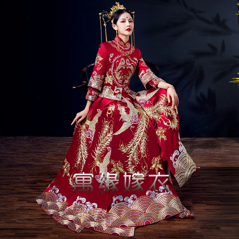 秀禾服2025新款中式结婚礼服敬酒服女显瘦婚纱出阁服新娘红色嫁衣