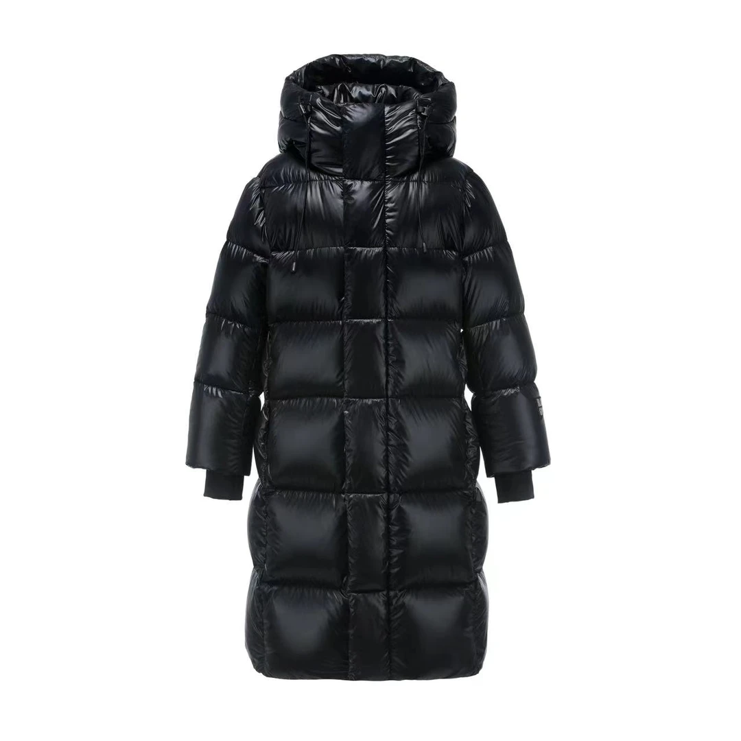 24新款 黑色金标 长款连帽加厚鹅绒服男女同款情侣款宽松休闲时尚