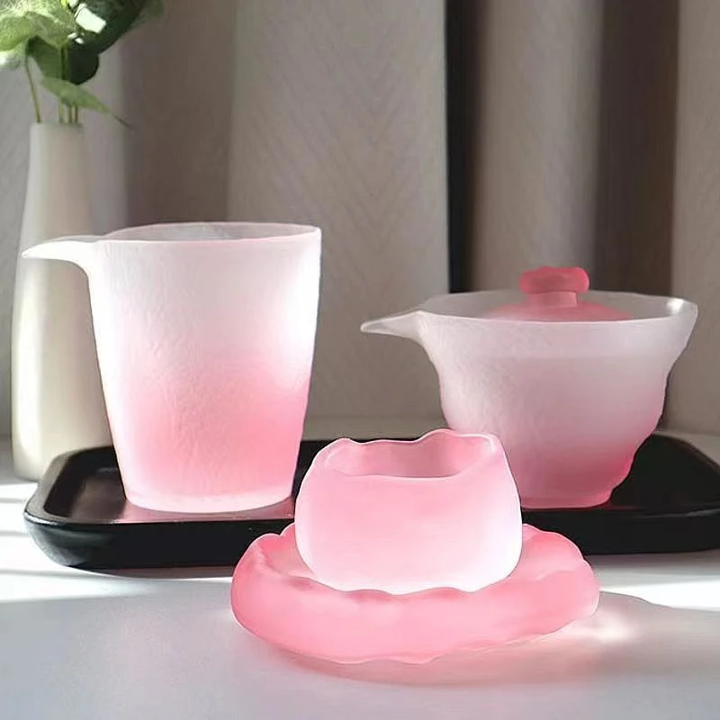 白粉渐变古法琉璃一人套装手工女士创意简约防烫樱花粉1101