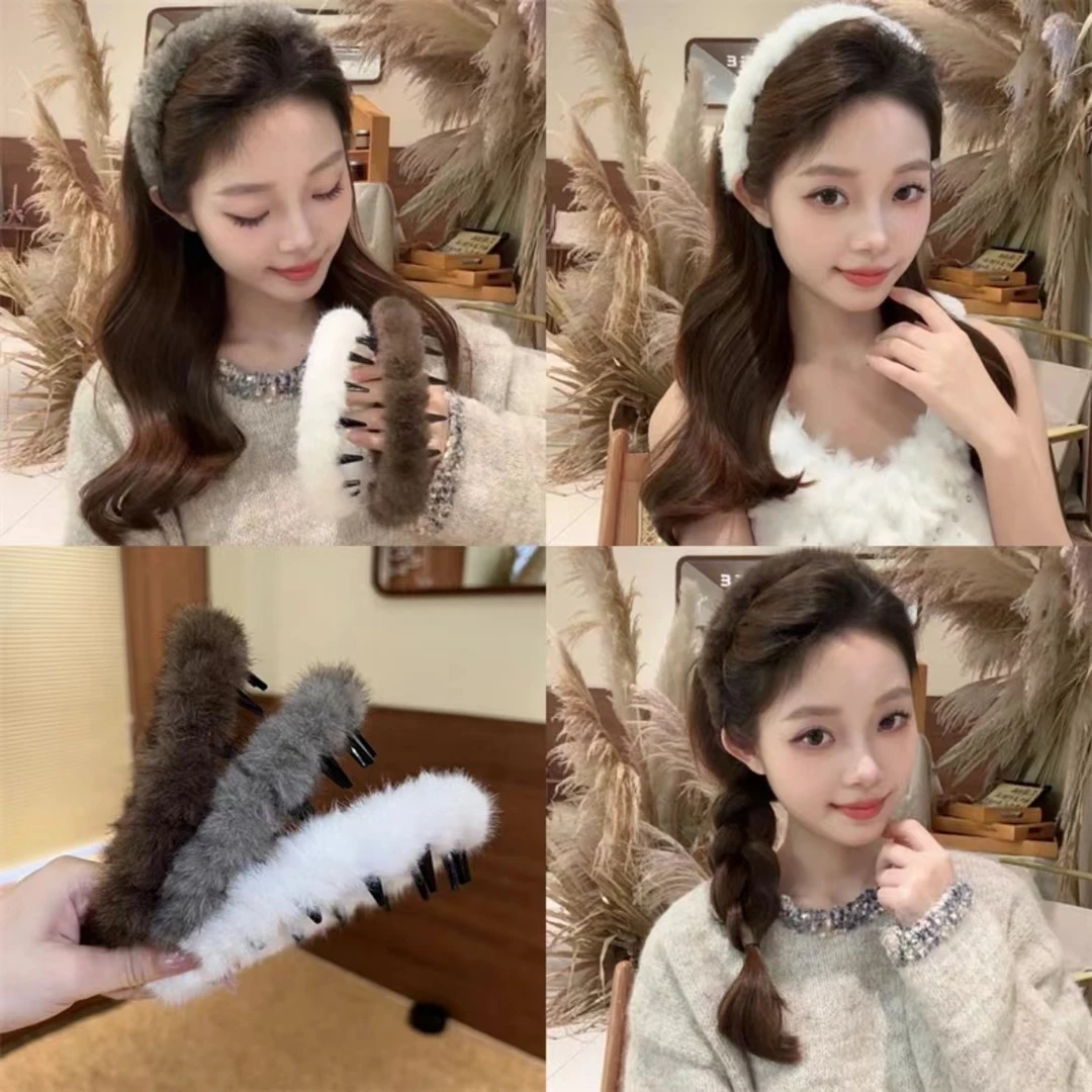 秋冬加厚毛绒波浪发箍蓬松纹理感发箍高级感时尚头箍发箍