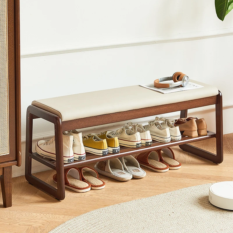 实木换鞋凳软包简易门口鞋柜一体多层入户门口鞋架家用高端换鞋凳