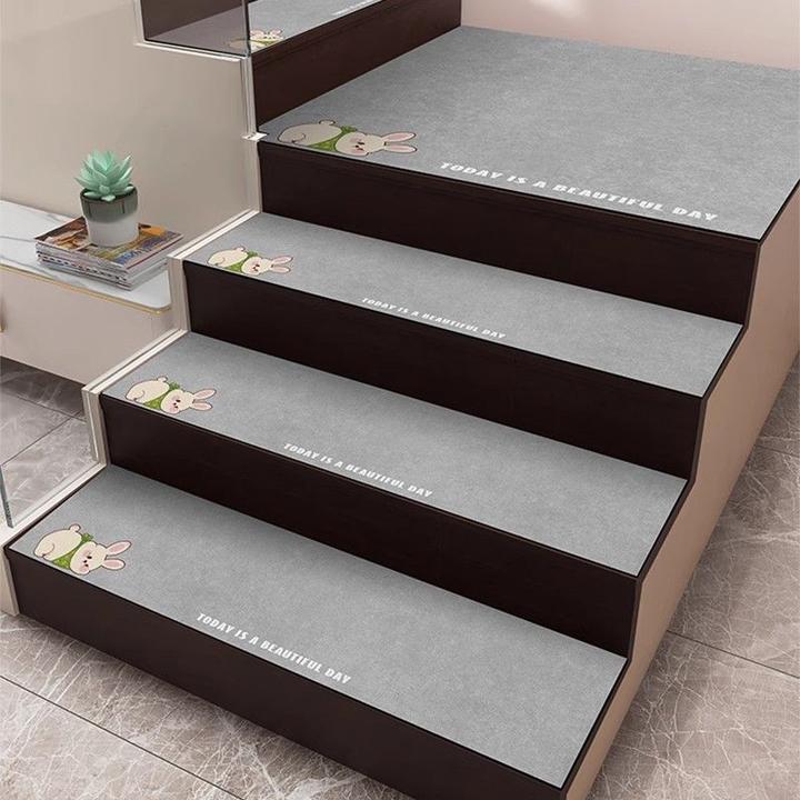 硅藻泥纯色卡通楼梯踏步垫可擦洗家用台阶脚垫隔音防滑免胶楼梯垫