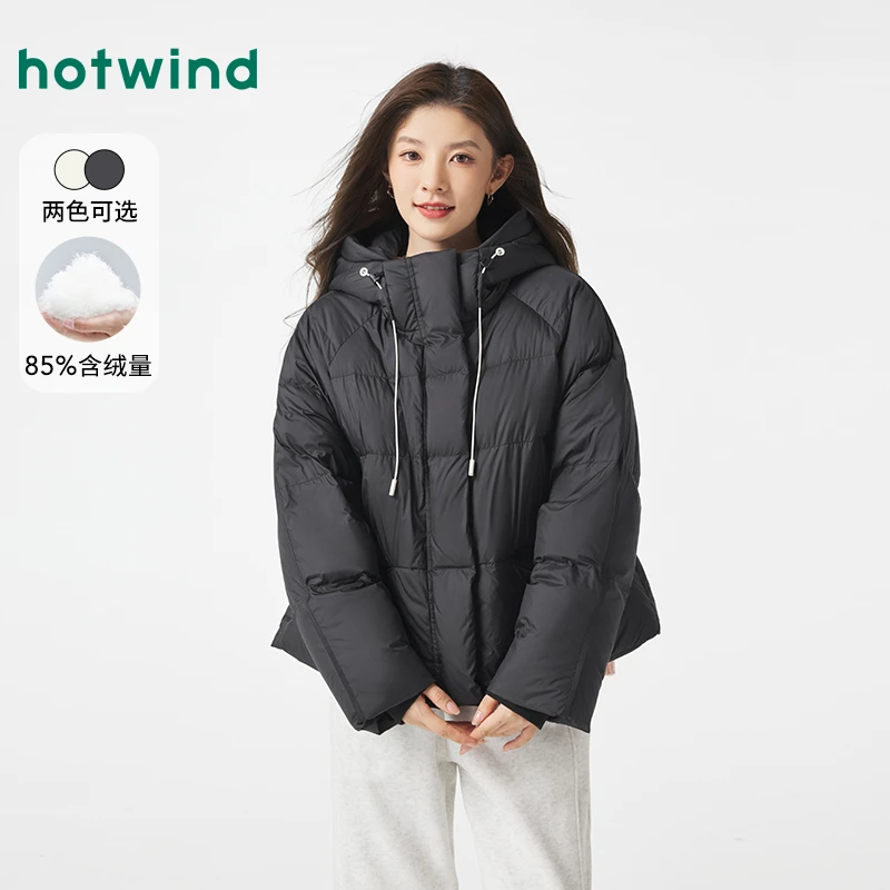 热风2024年冬季新款女士撞色细节羽绒服保暖轻盈女外套F12W4409