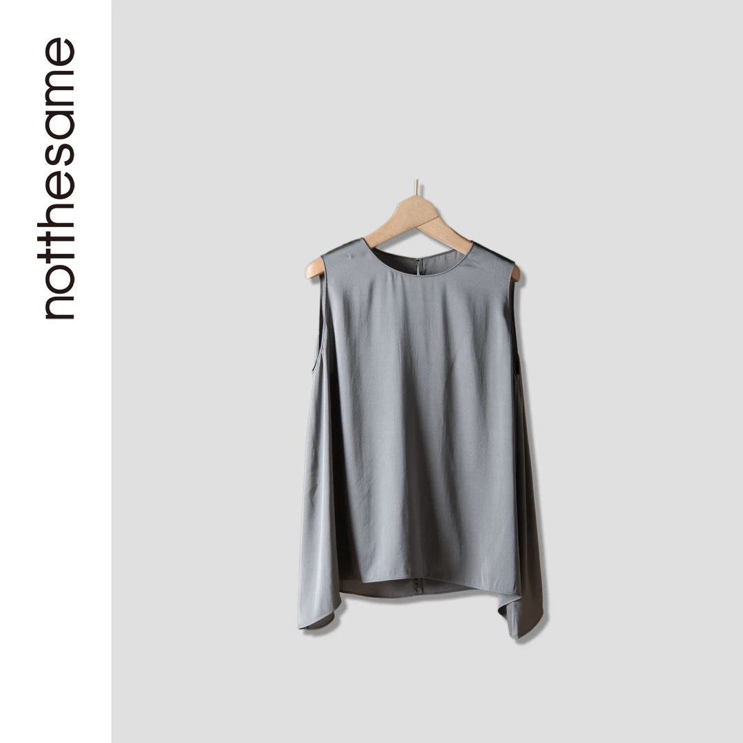 notthesame“时光洗礼”桑蚕丝丝无袖上衣宽松纯色休闲背心显瘦复古
