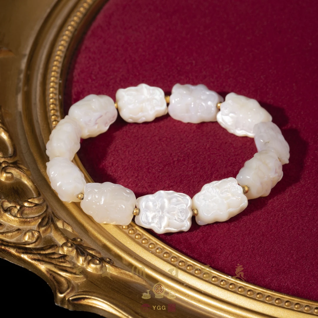 员格格FBHDS05/18K金/白贝精雕全凤九手串（多样性发）