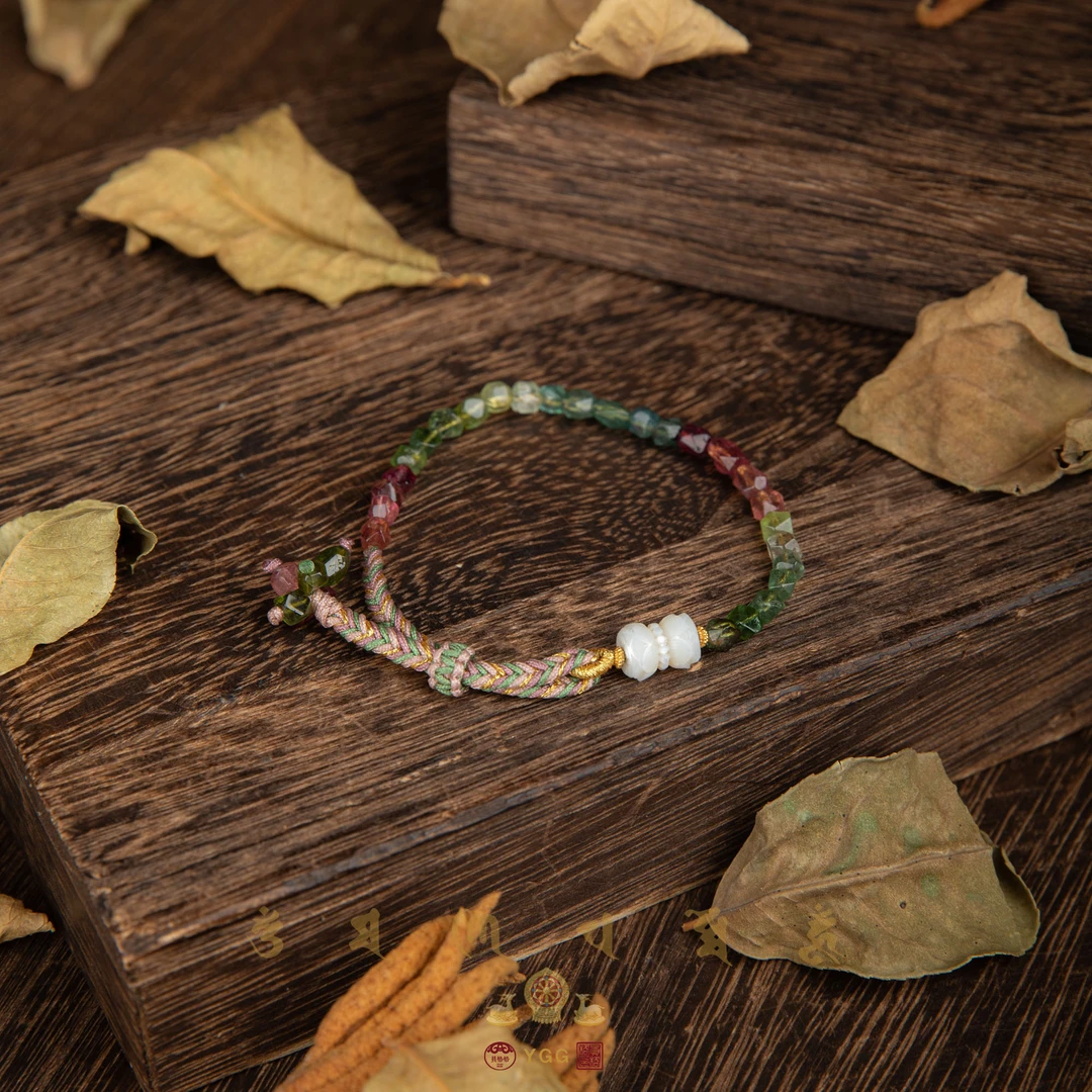 员格格AJDS21/18K金/碧玺随形手绳/珍珠双座莲（多颜色/多样性发）