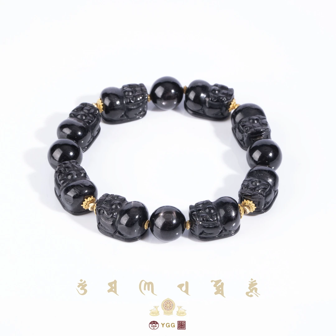 员格格KBTT05/18K金/星光猫眼金运石辉石貔貅手串