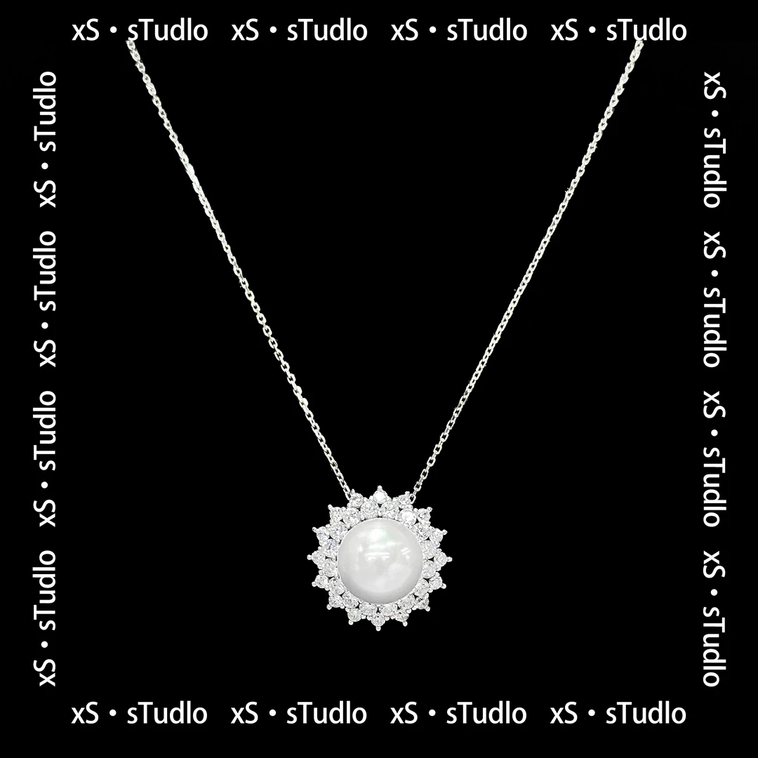 坠链均925银 【太阳花珍珠套链】45cm 珍珠太阳花项链简约锁骨套链