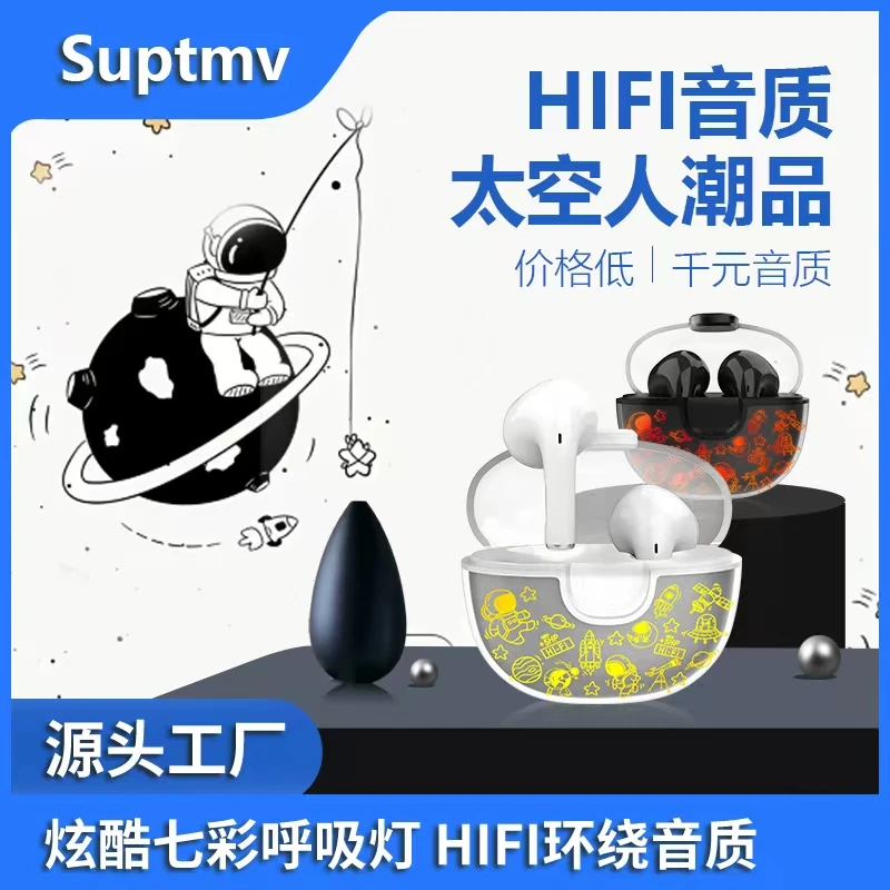 主播推荐】潮品卡通太空人炫酷呼吸灯蓝牙耳机游戏音乐头戴式通用
