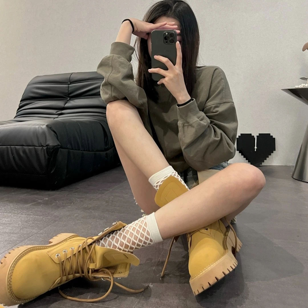 新款夏季透气网格袜子女士个性简约小腿袜镂空网眼中筒长袜网红