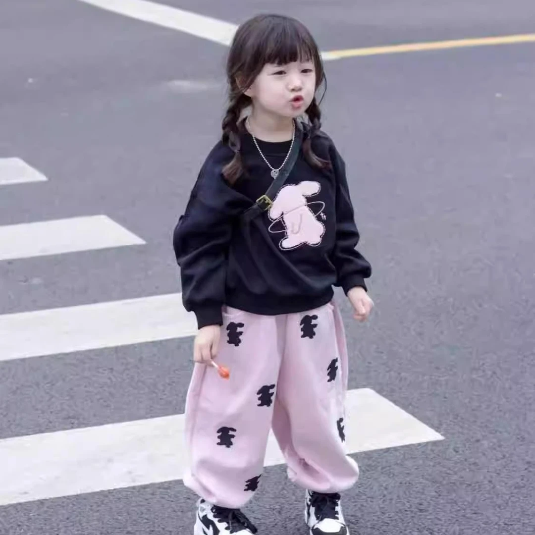 秋冬季运动套装2024新款儿童宝宝洋气时髦衣服加绒卫衣两件套