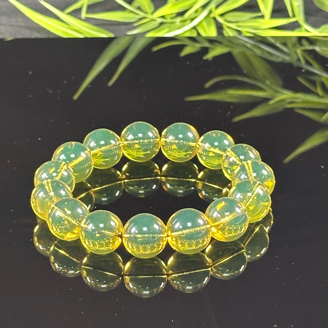 洋羊珠宝-14+墨西哥3A净水蓝珀单圈手串时尚简约气质经典百搭精美