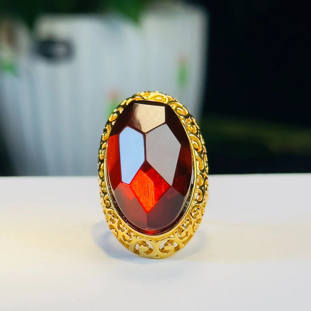 小东珠宝-缅甸血珀菱形戒指手工气质时尚复古精致轻奢大气精美款