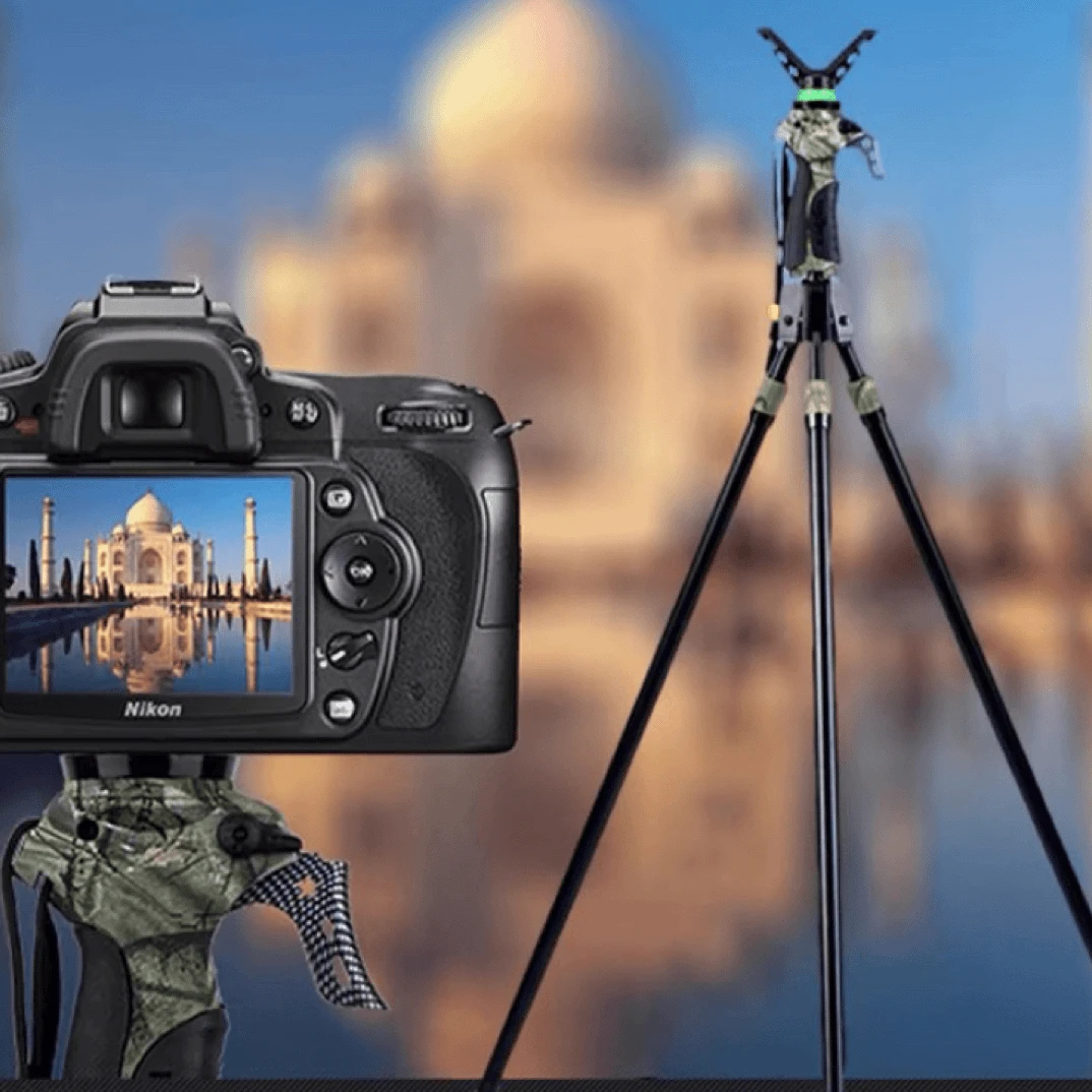 户外多功能射击支架一键自动升降单脚三脚架野外摄影器材