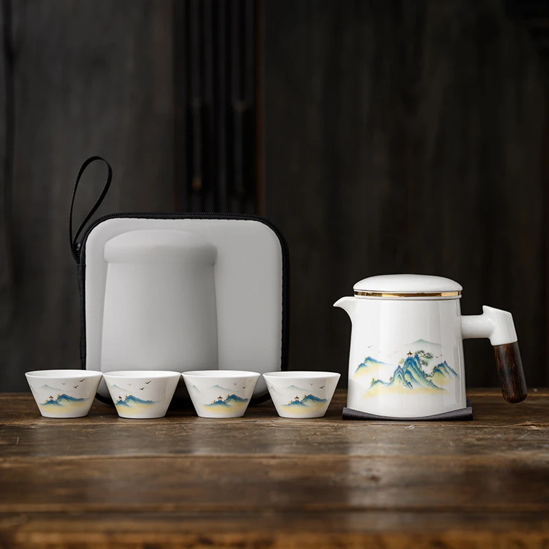 旅行茶具套装便携式户外露营旅游泡茶喝茶装备随行快客杯一壶四杯