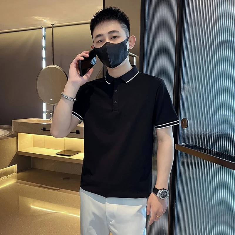 2025夏季网红痞帅高档polo衫男士短袖韩版修身轻奢高级感POLO衫款