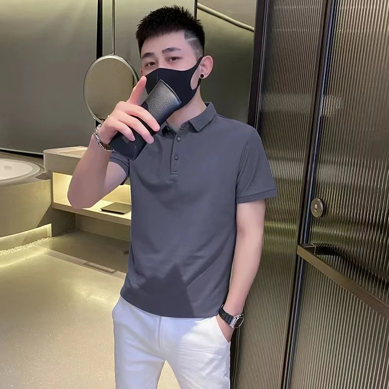 春夏季新款休闲男士翻领polo衫正肩修身短袖POLO衫男生男装男款