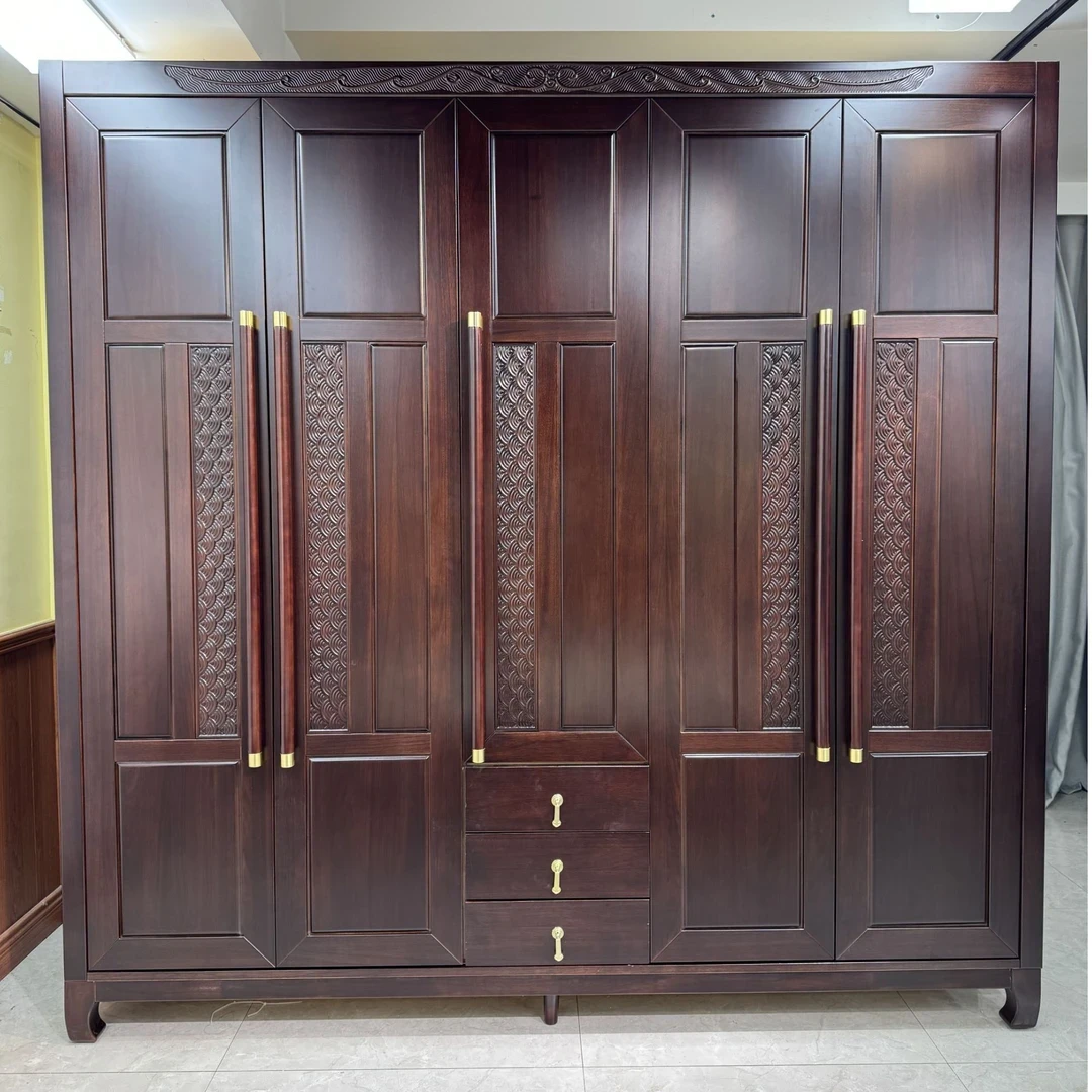新中式乌金木全实木衣柜一门到顶客厅卧室客厅四五开门主卧衣橱