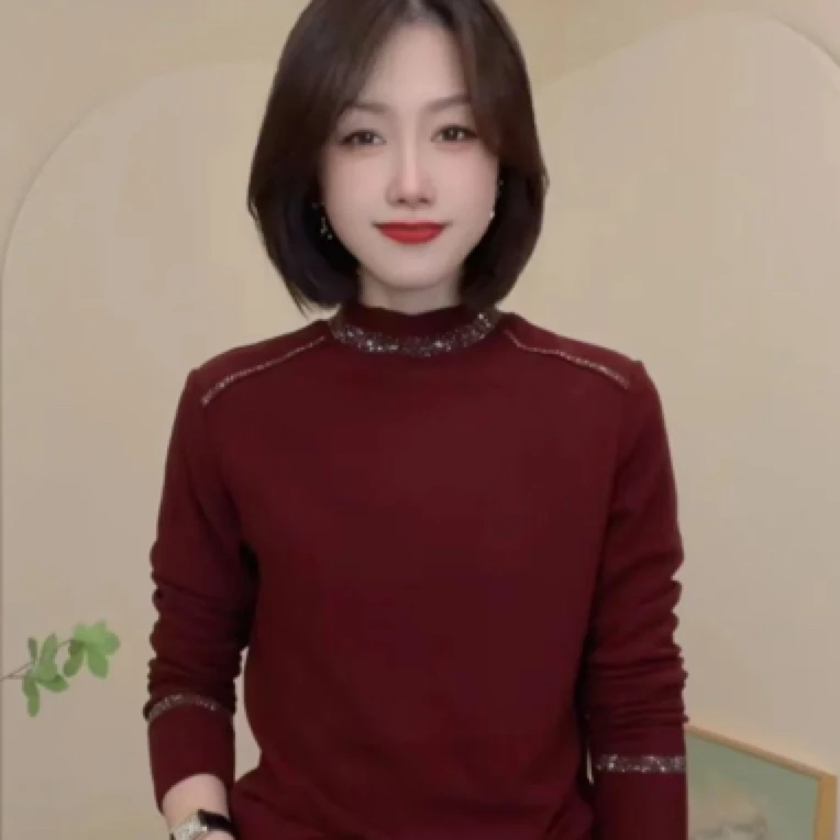 2024秋冬款打底衫女百搭洋气减龄双面德绒高档气质修身长袖T恤