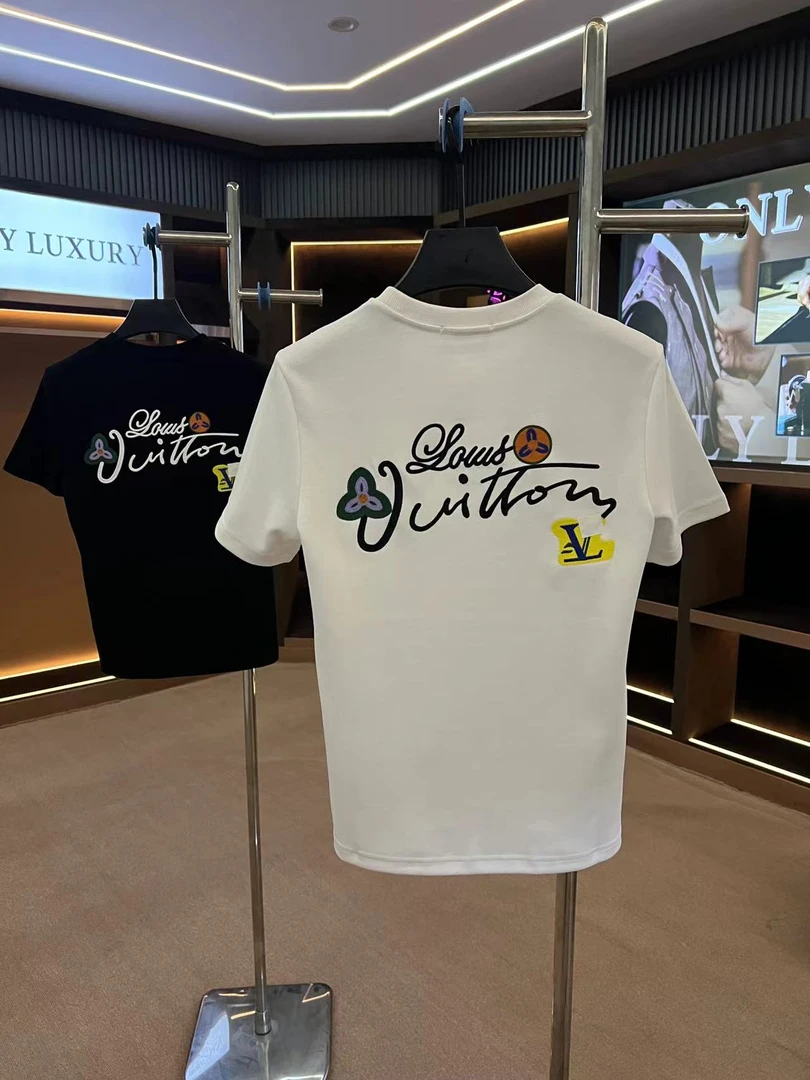 03潮流时尚艺术字体重工刺绣港版秋季新款高奢男士半袖T恤