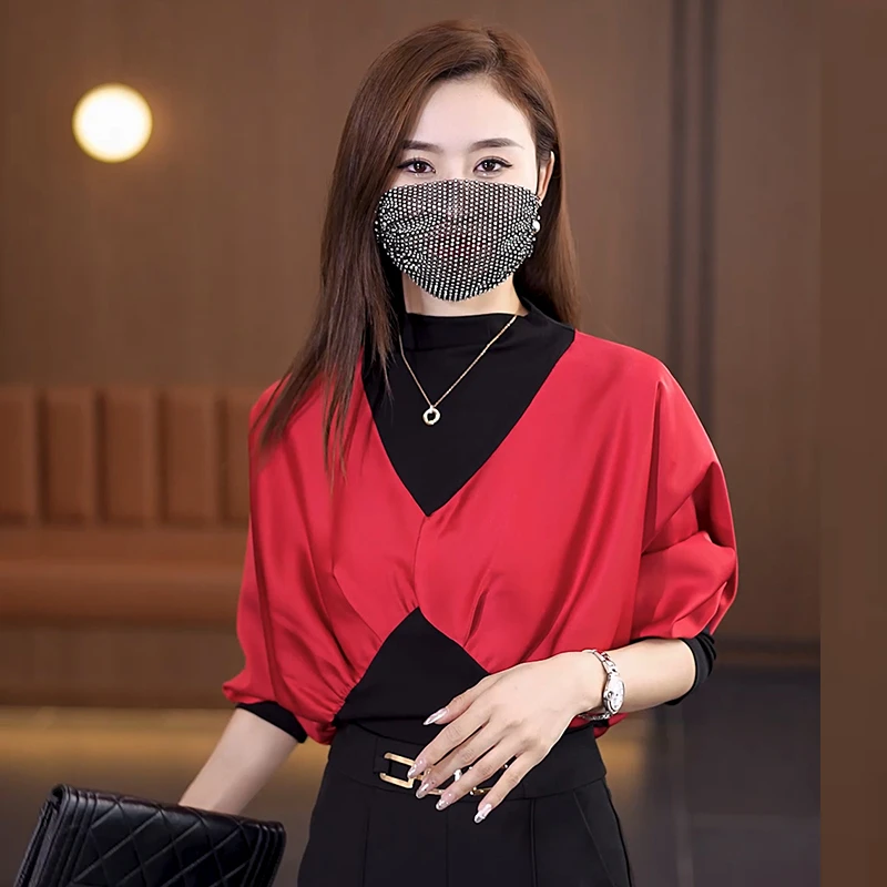 早秋新款长袖T恤女2023年春秋修身显瘦百搭上衣洋气假两件打底衫