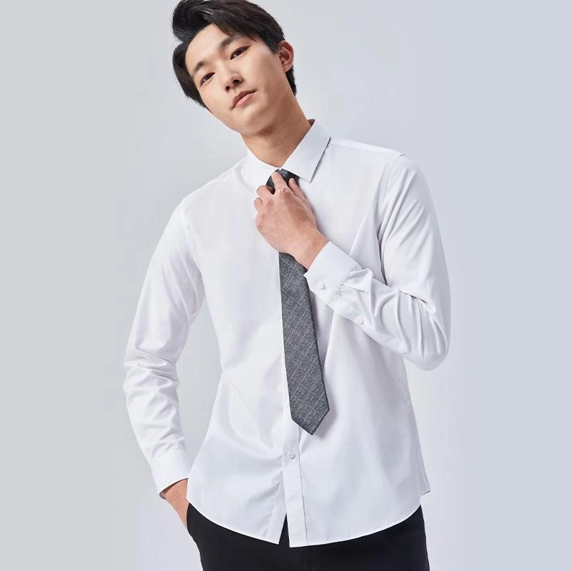 莱克斯顿秋季男士长袖商务时尚衬衫职业修身休闲衬衣F030310110