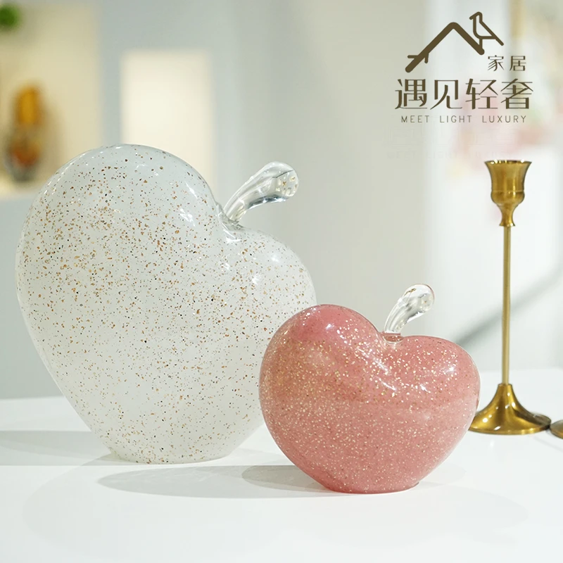 轻奢简约苹果琉璃摆件品客厅现代客厅酒柜玄关装饰琉璃小摆件手工