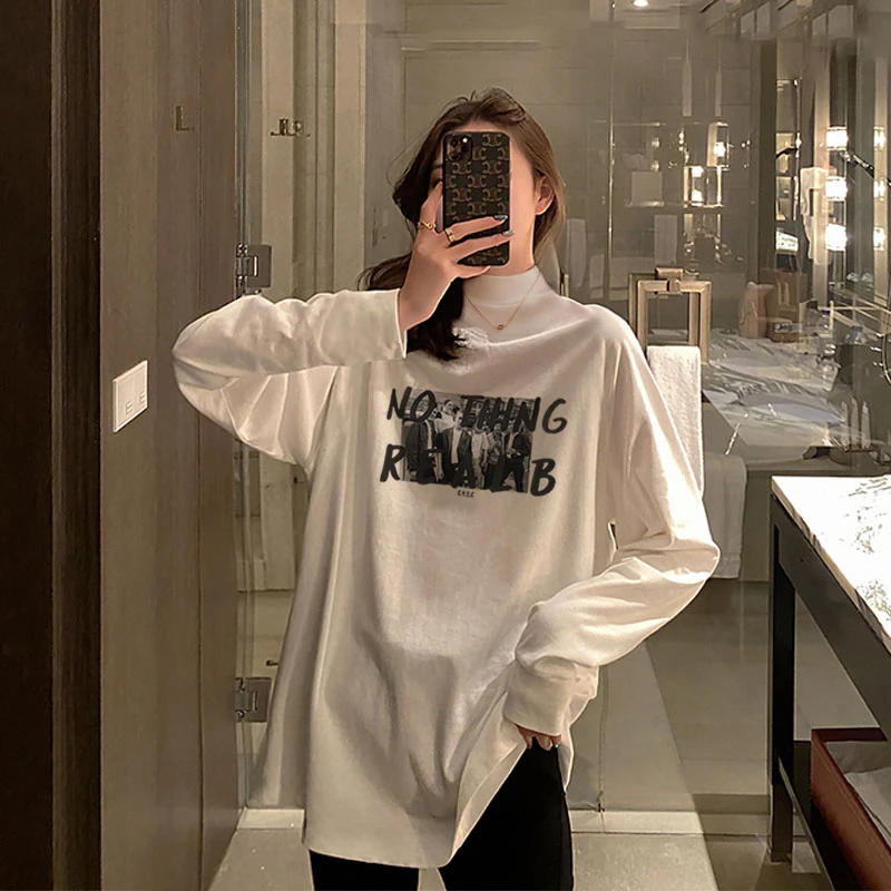 双面德绒半高领打底衫女士秋冬加厚长款遮臀卫衣叠穿内搭长袖T恤