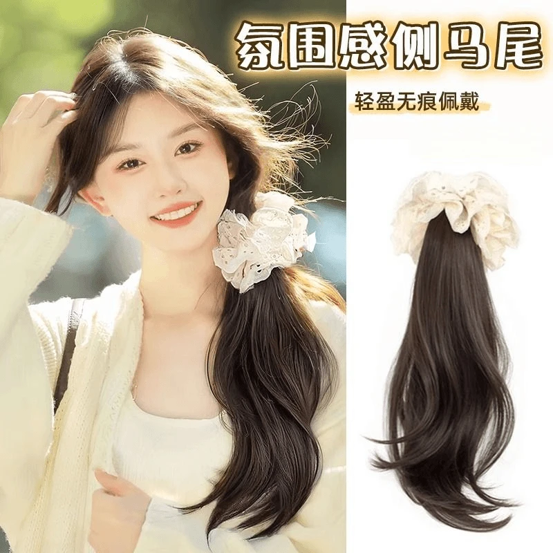 假发辫马尾女仿真发抓夹款轻盈无痕大肠发圈氛围感侧马尾辫子假发