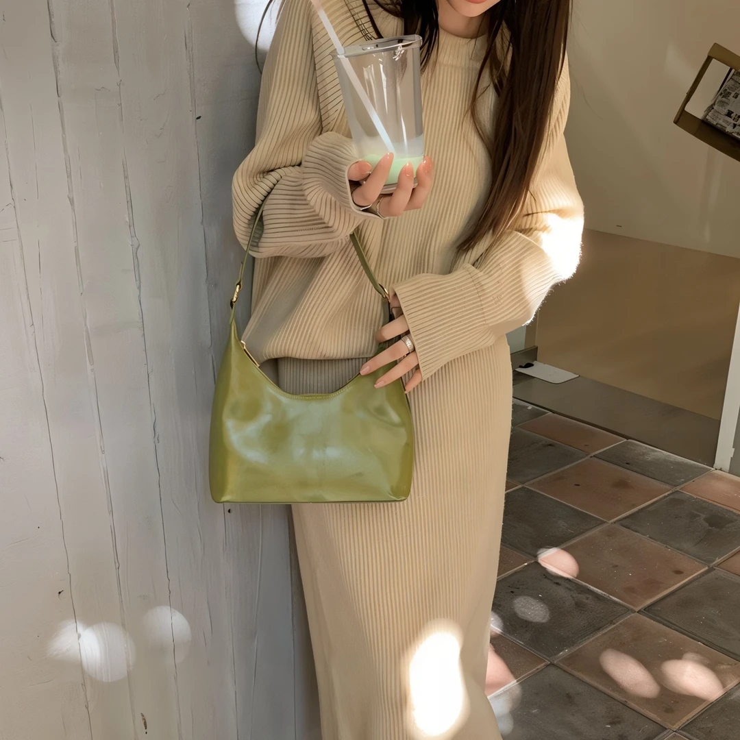 【肥肥自制】冬季时尚百搭新款小众潮流简约女士包包腋下单肩包9080