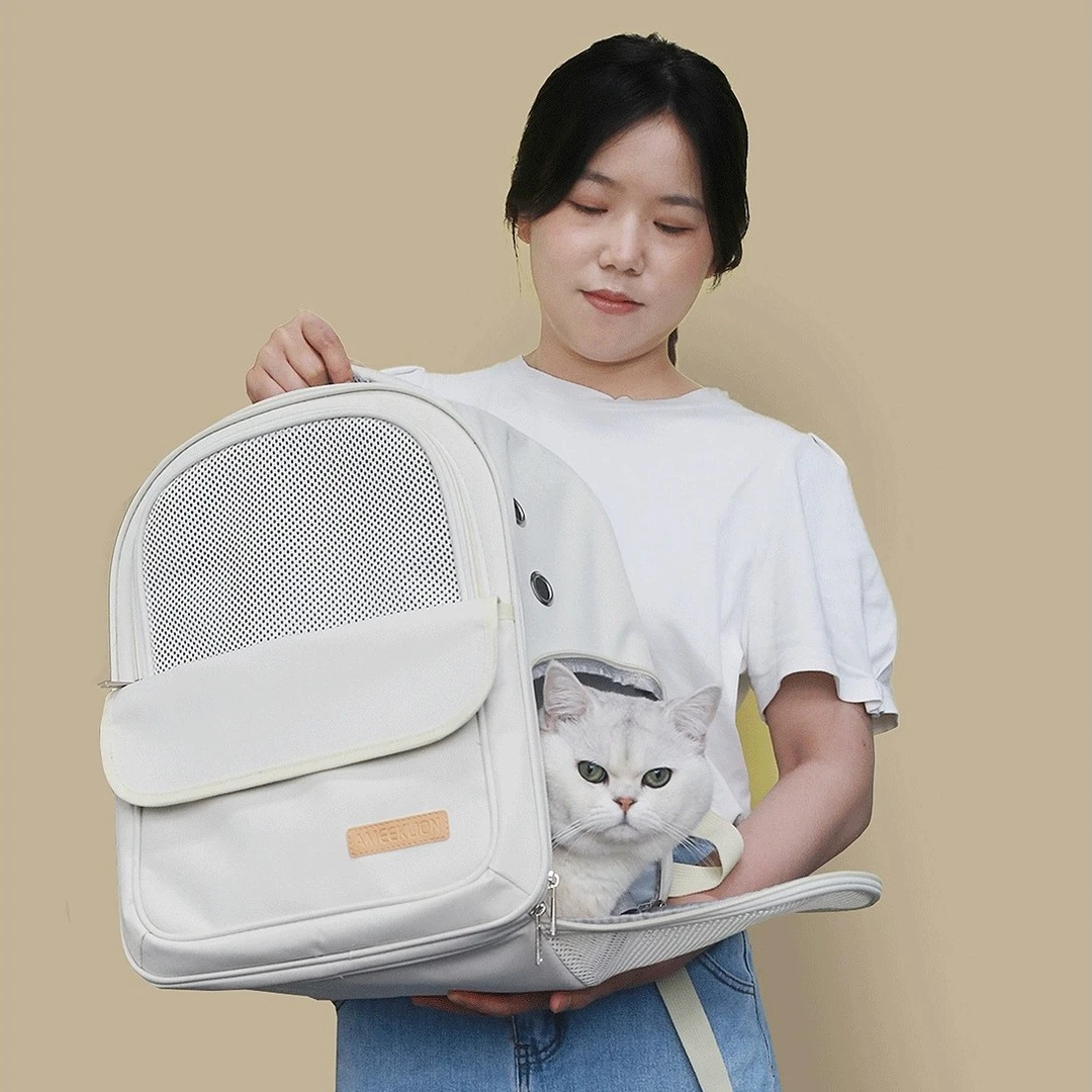 AMEEKLION猫包太空舱四季透气外出便携帆布手提幼猫包宠物双肩包