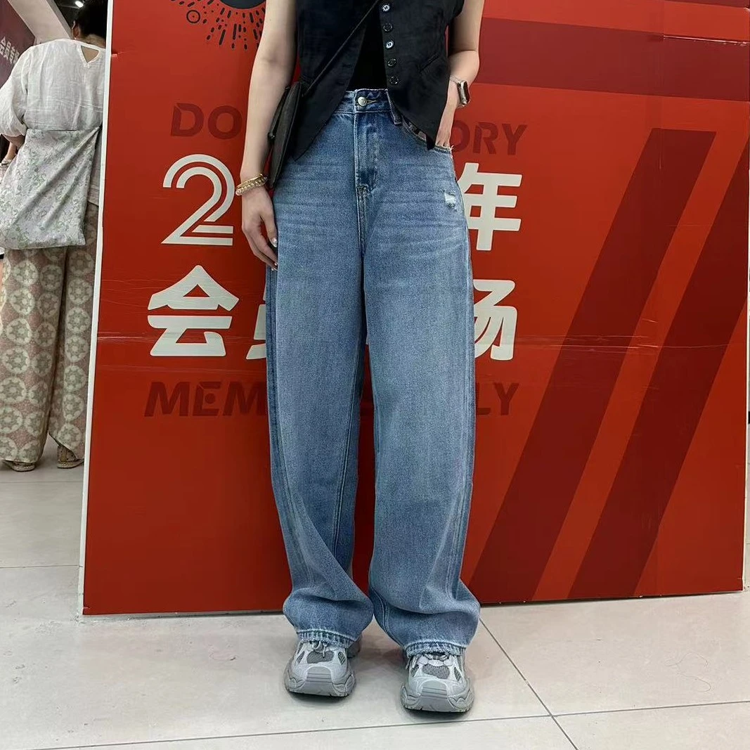 HALUNGLE/海伦格丽  KZ558  时尚百搭显瘦牛仔直筒裤