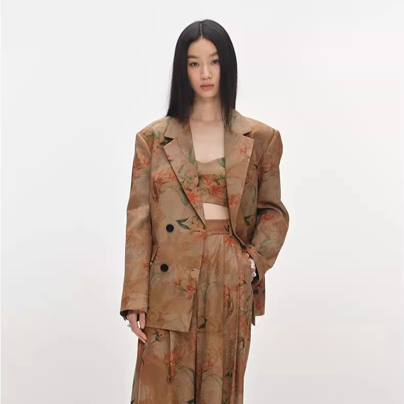 VERA SERIASE新款新中式国风晕染印花长袖西装外套 2I3C1WT248