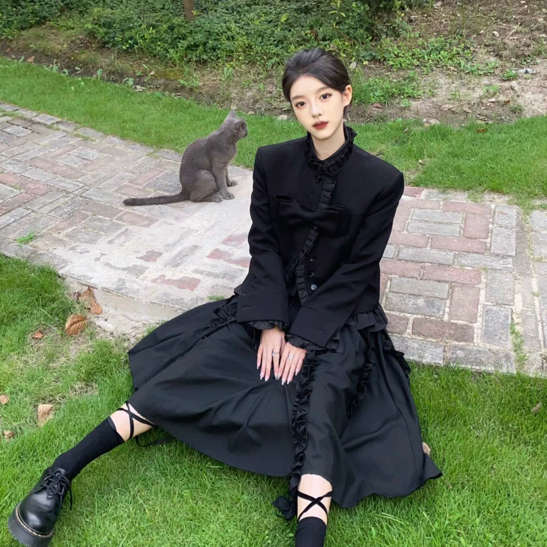 VERA SERIASE复古赫本名媛风不规则抽褶长半裙 1H3B1QZ209