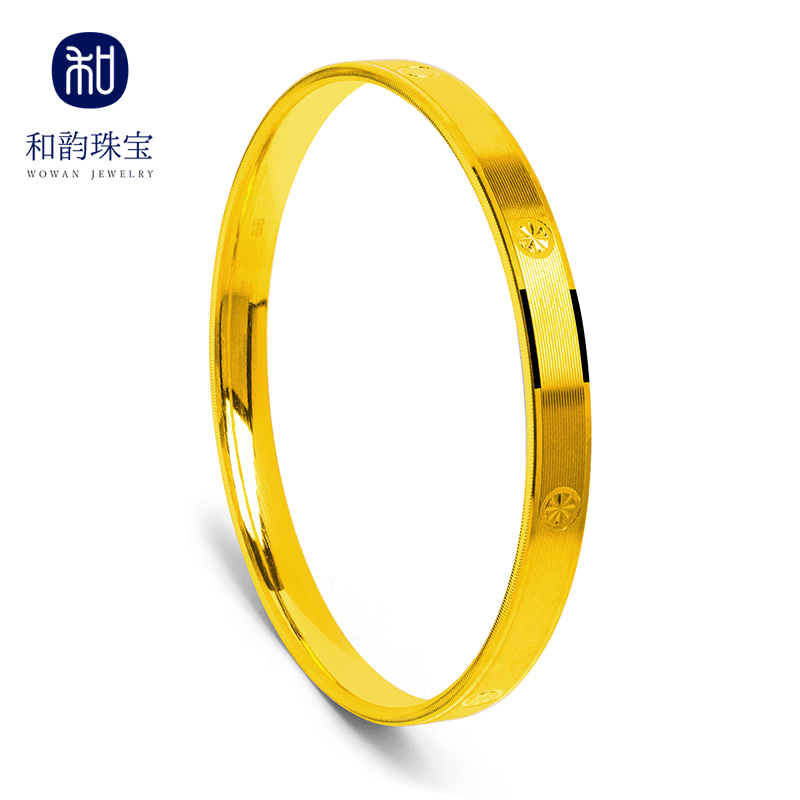足金米字车花拉丝手镯（猪猪）