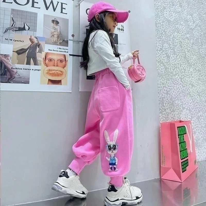 女童裤子春秋冬新款儿童薄款休闲裤中大童加绒卫裤女孩运动长裤9L