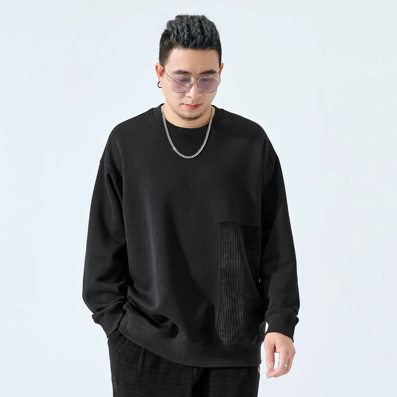 半墨【捡漏】大码男装针织棉料圆领卫衣加肥加大宽松上衣0158