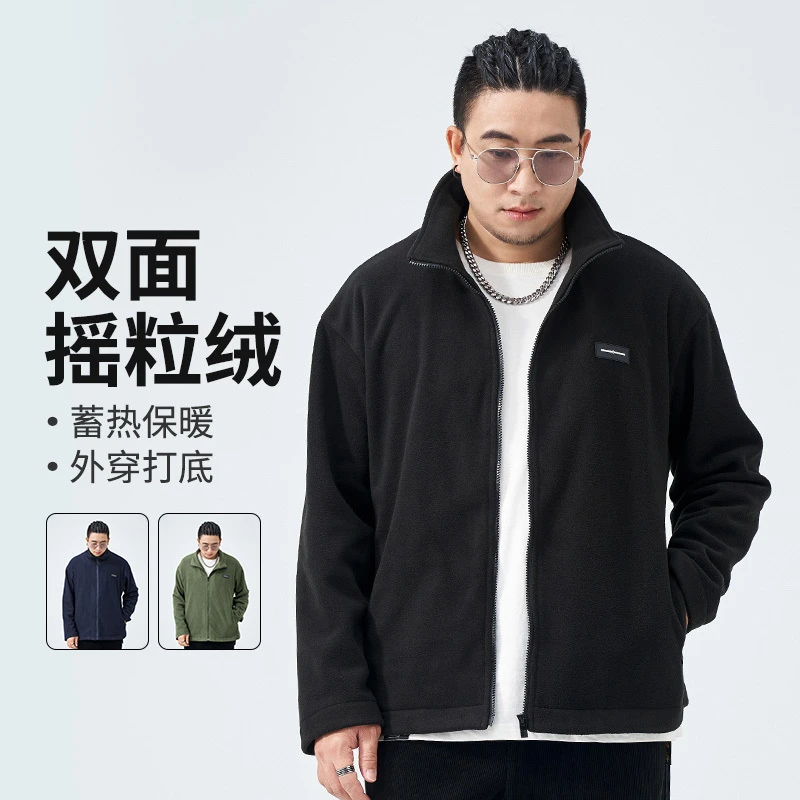 半墨大码男装双面摇粒绒外套男士2023新款胖子夹克外套MWTQ231764