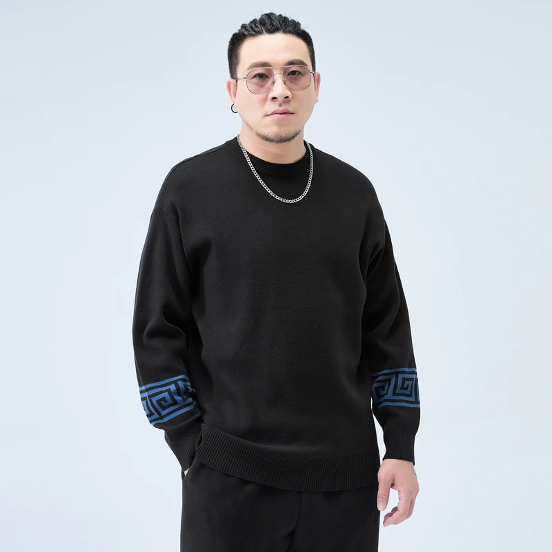 半墨【捡漏】大码男装提花圆领毛衣冬季胖子加肥加大宽松打底3109