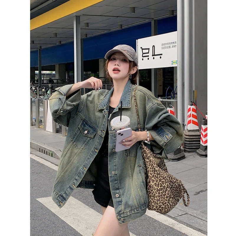 美式复古牛仔外套2025早秋新款宽松bf慵懒风水洗休闲百搭上衣女