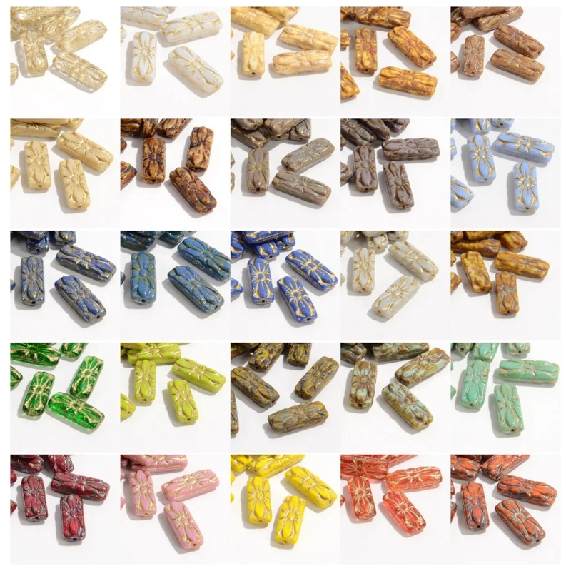 蜘蛛牌琉璃长方形古董珠捷克进口复古20*8mmdiy串珠配件饰品材料