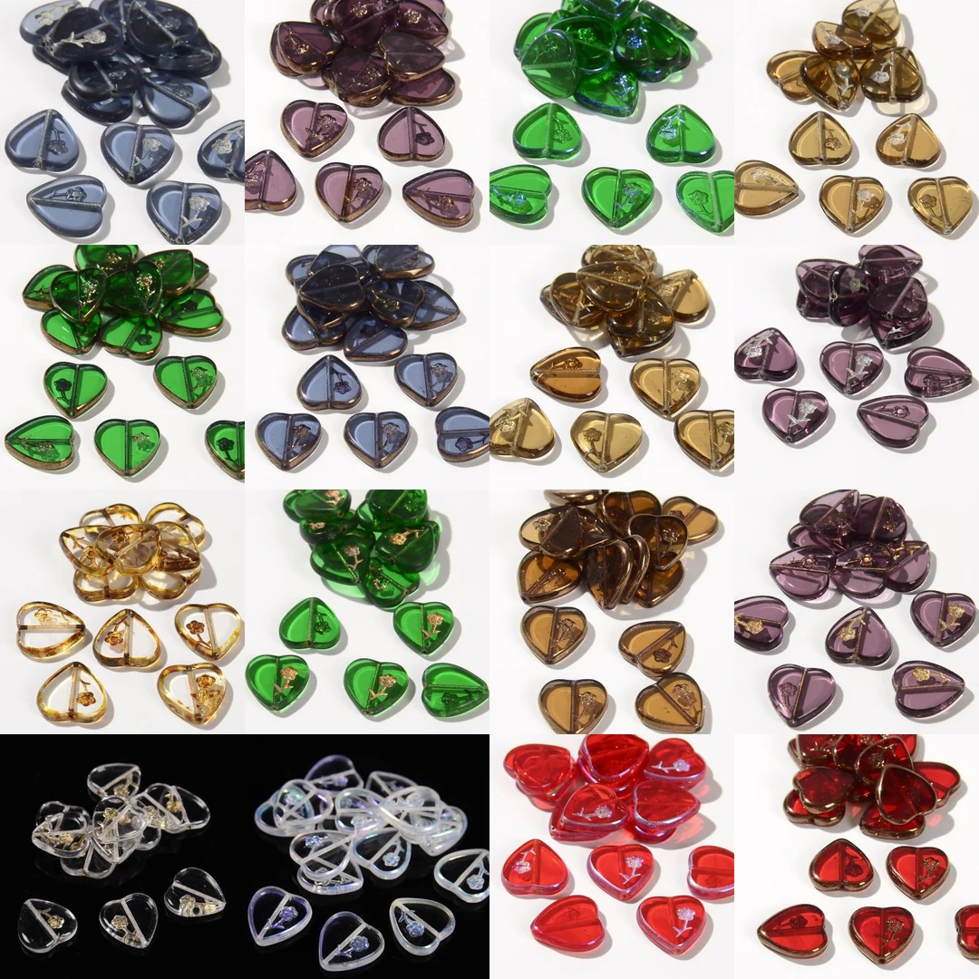 琉璃爱心形古董珠捷克进口复古17*16mm彩色diy串珠配件饰品材料