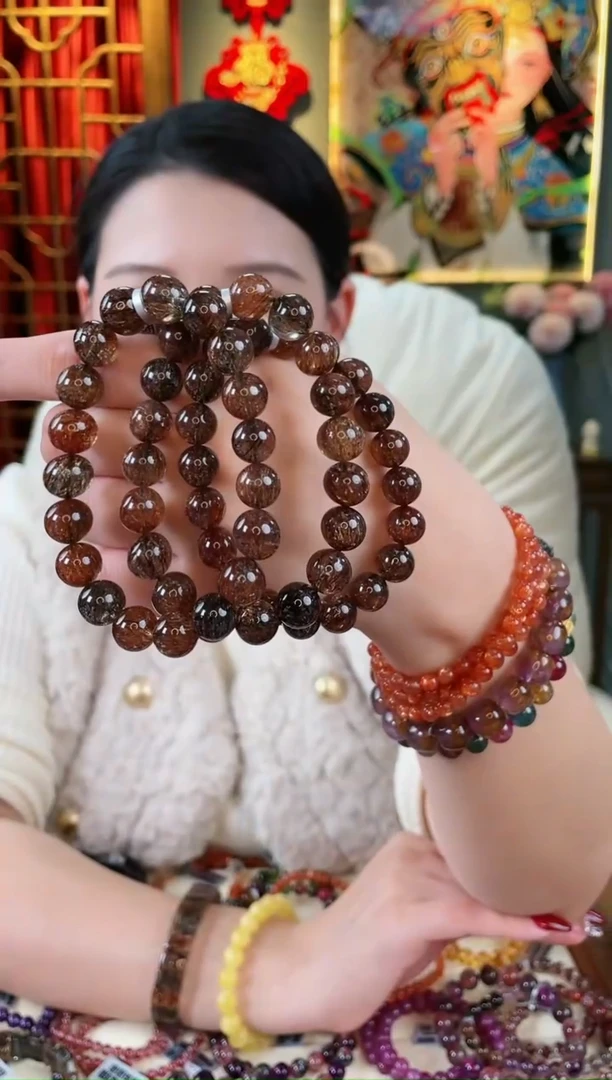 【闪购商品】水晶手串未镶嵌黑金超单圈10.5MM多样性发